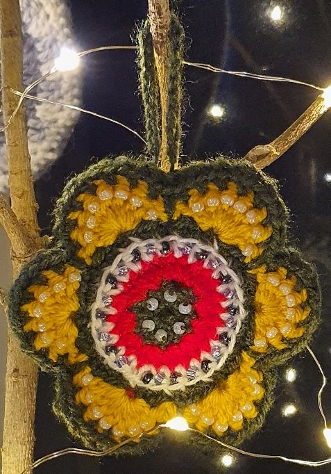 Crocheted Yellow flower Bauble