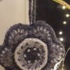 Crocheted grey beaded flower Bauble