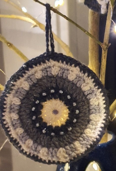 Crocheted grey large bauble