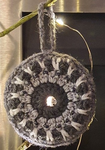 Crocheted grey small bauble