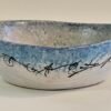 Handbuilt Oval Ceramic Bowl – Calligraphic Line Art & Sky Blue Glaze (18 cm)