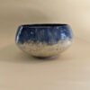 Handbuilt stoneware centrepiece bowl in deep indigo and speckled cream glaze