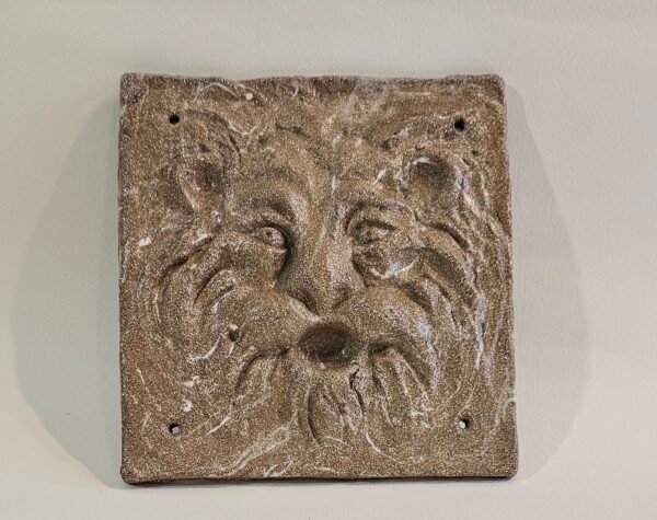 Handcrafted Green Man Ceramic Garden Plaque – Shimmer Relief Tile (20 cm)